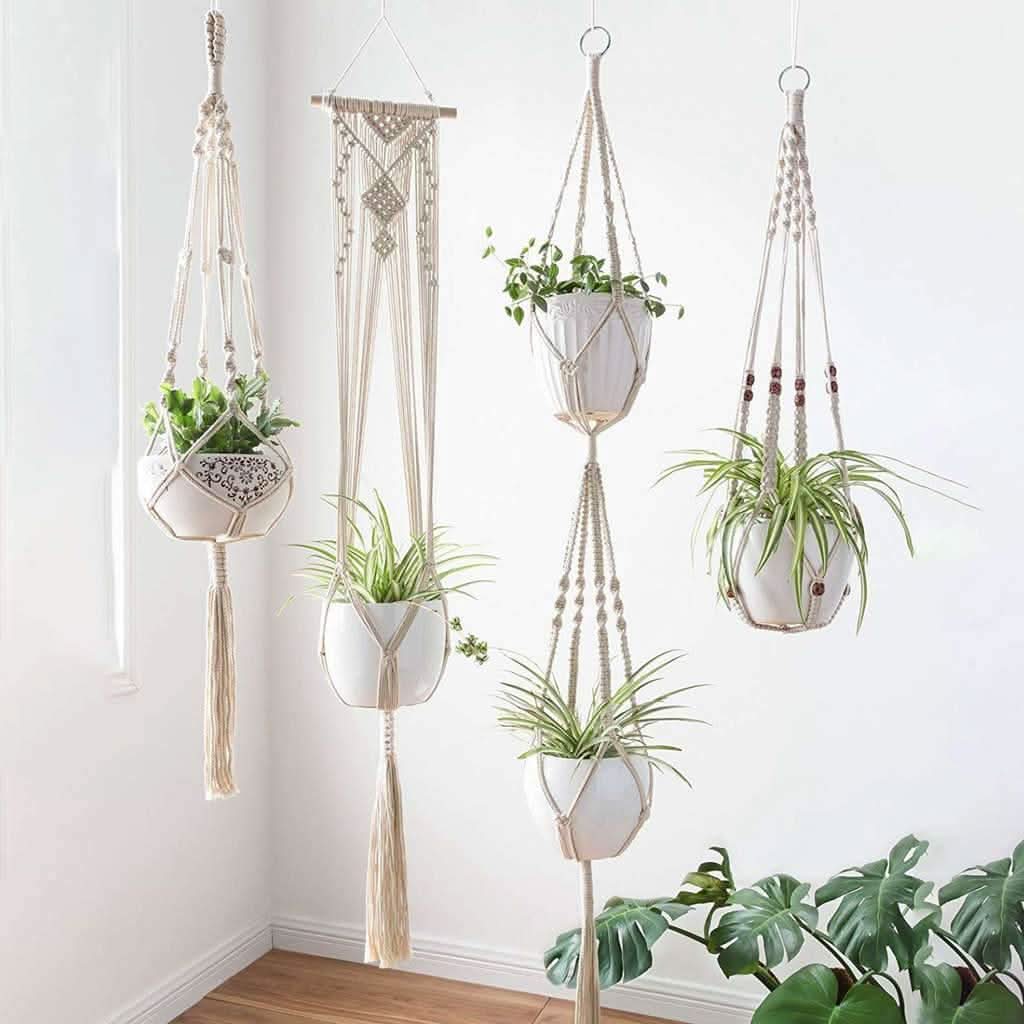 HANGBELLE – Ensemble de 4 paniers suspendus pour une décoration intérieure pleine de charme