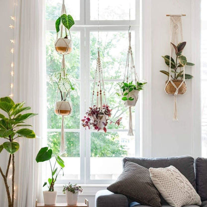 HANGBELLE – Ensemble de 4 paniers suspendus pour une décoration intérieure pleine de charme