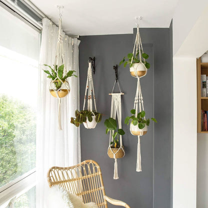 HANGBELLE – Ensemble de 4 paniers suspendus pour une décoration intérieure pleine de charme
