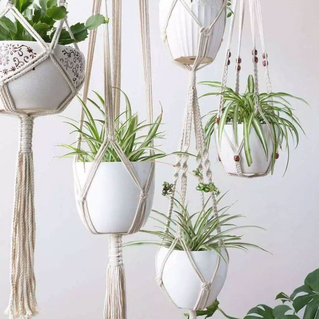 HANGBELLE – Ensemble de 4 paniers suspendus pour une décoration intérieure pleine de charme