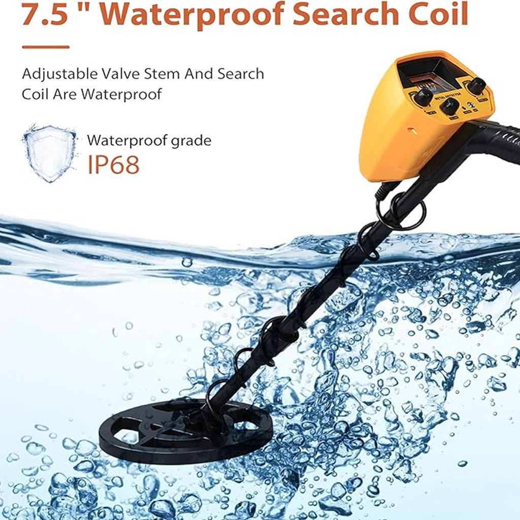 Handheld Treasure Finder with Waterproof Coil & Adjustable Shaft for Gold, Silver, Coins & Relics | Beach & Land Detection