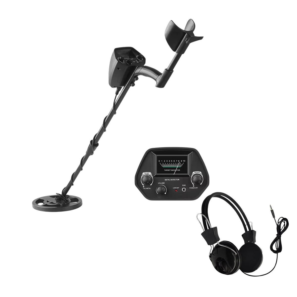 Handheld Treasure Finder with Waterproof Coil & Adjustable Shaft for Gold Silver Coins Jewelry Beach Hunting