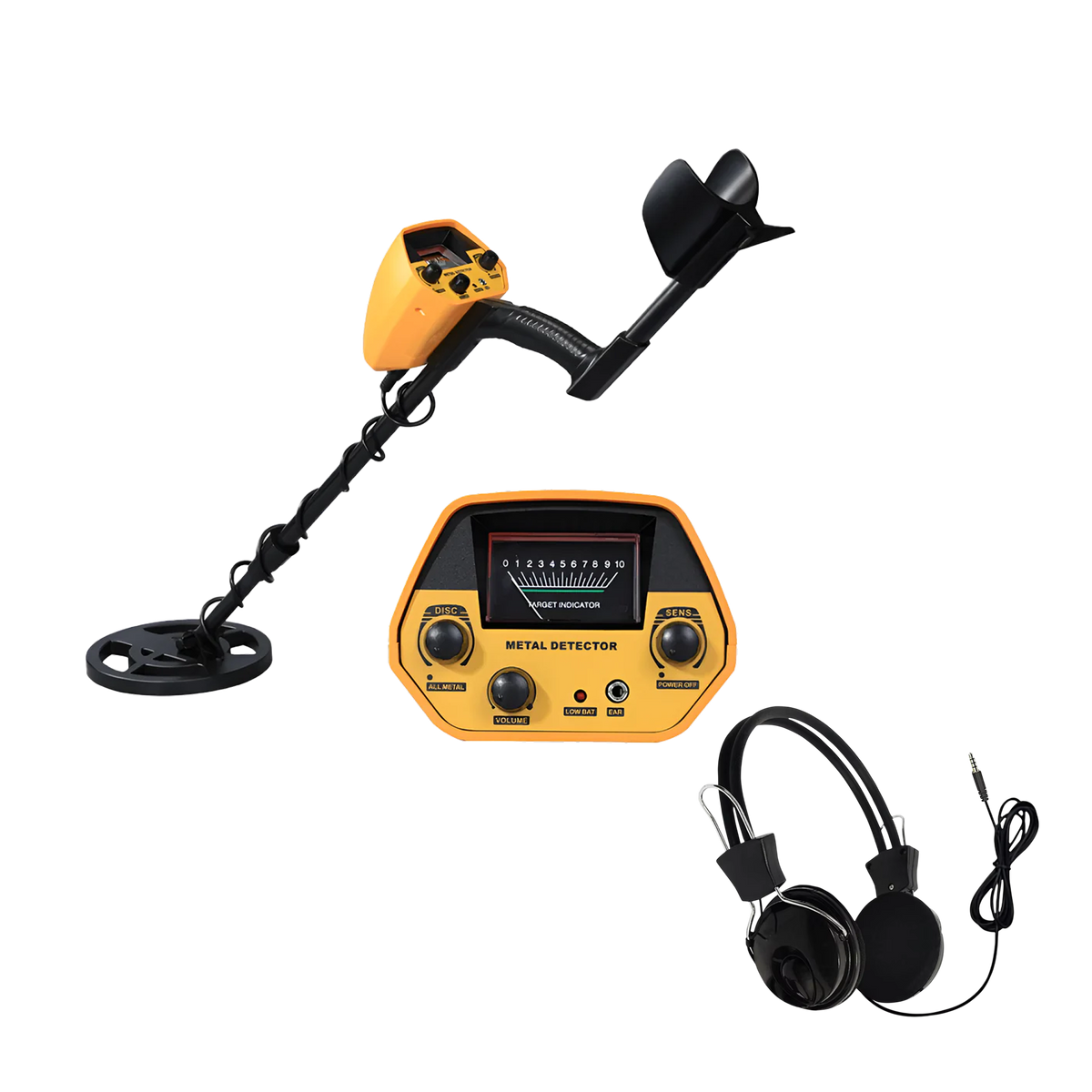 Handheld Treasure Finder with Waterproof Coil & Adjustable Shaft for Gold Silver Coins Jewelry Beach Hunting