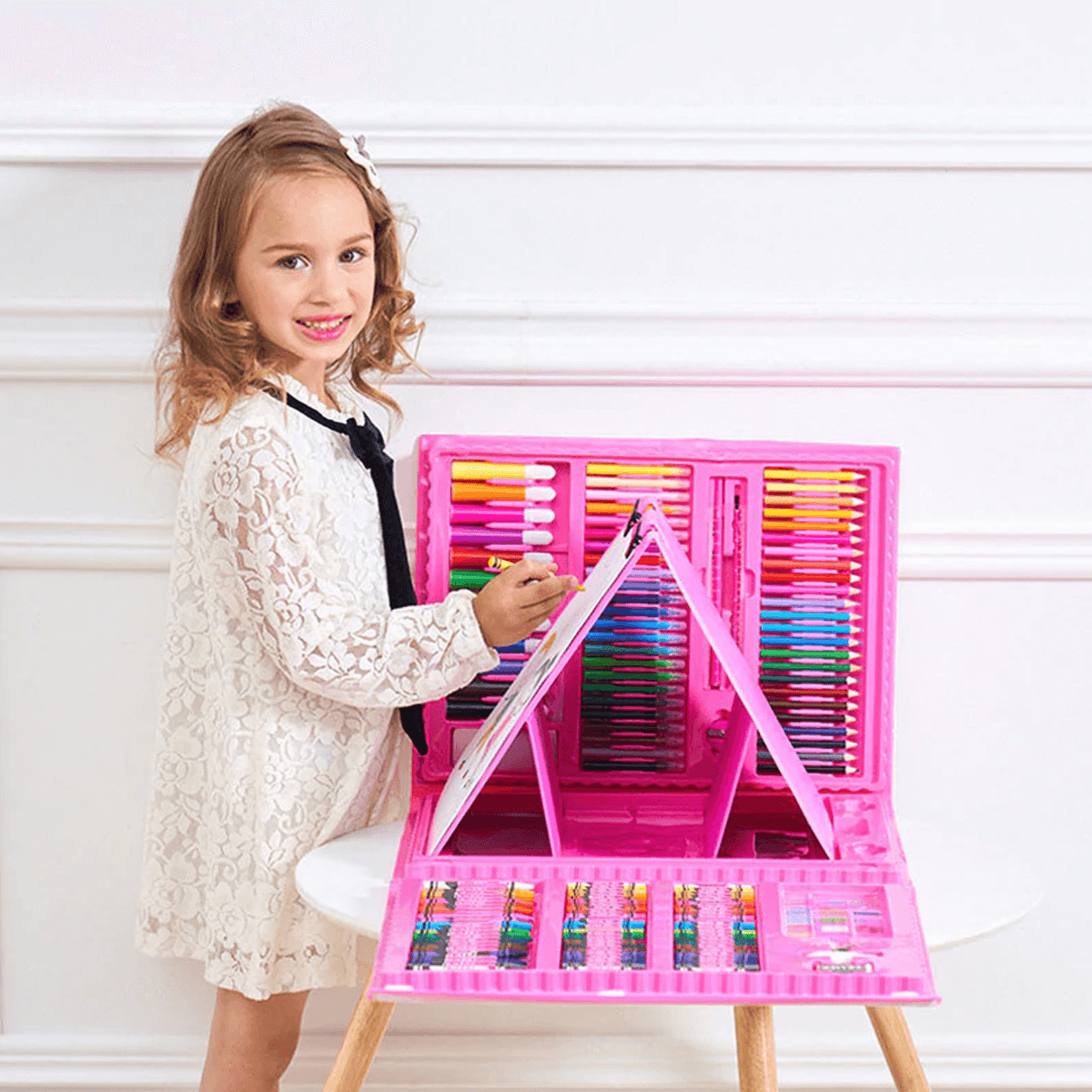 208-Piece Kids Art Supply Set with Crayons Markers Colored Pencils for Drawing Coloring Creative Play Boys Girls