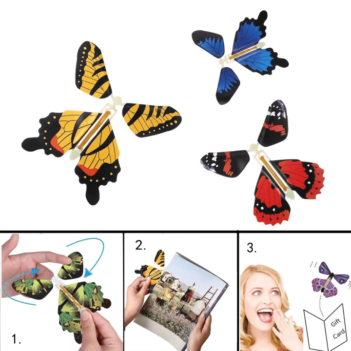 Wind-Up Flying Butterfly Surprise Card Insert Toy for Greeting Cards Books Party Favors