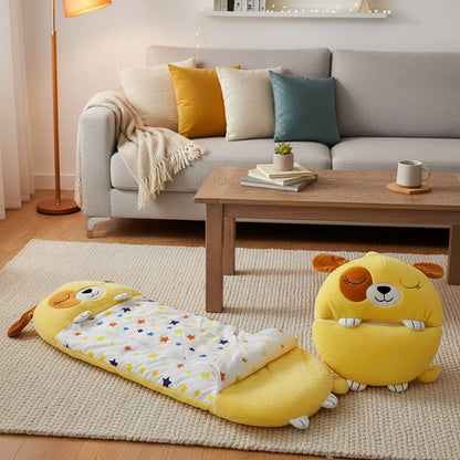 Câlin Magique | Sac de couchage 2-en-1 avec peluche douce | Parfait pour les soirées pyjama et les voyages