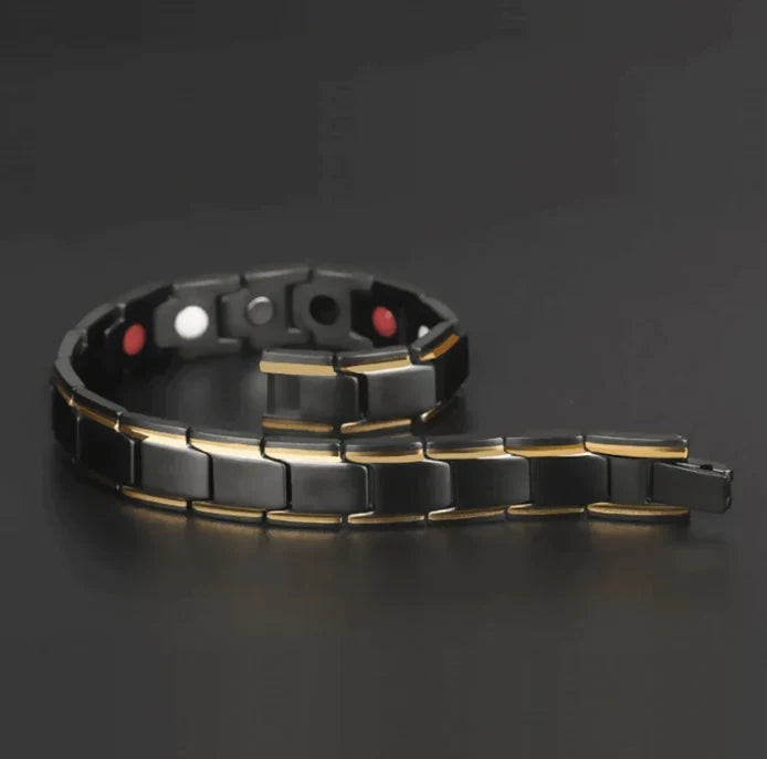 Magnetic Wellness Bracelet with Hematite Beads for Pain Relief & Circulation – Adjustable Stainless Steel Design