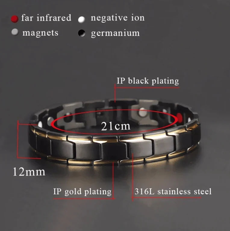 Magnetic Wellness Bracelet with Hematite Beads for Pain Relief & Circulation – Adjustable Stainless Steel Design