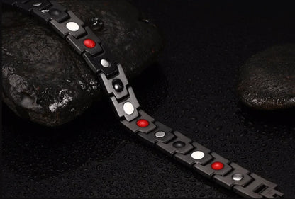 Magnetic Wellness Bracelet with Hematite Beads for Pain Relief & Circulation – Adjustable Stainless Steel Design