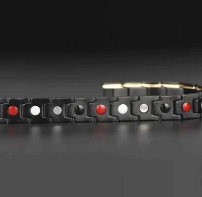 Magnetic Wellness Bracelet with Hematite Beads for Pain Relief & Circulation – Adjustable Stainless Steel Design