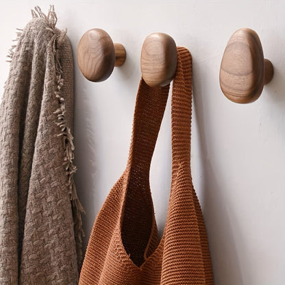 Pebble-Shaped Wooden Pegs 4-Piece Storage Organizer Set Natural Finish for Entryway Bathroom Bedroom Kitchen Minimalist Decor