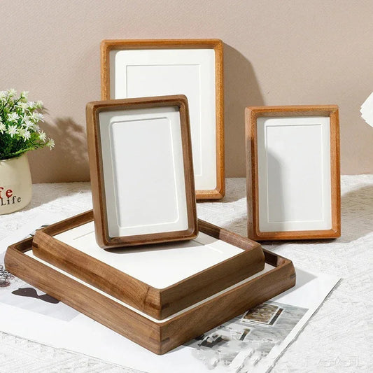Cadre photo en bois A4 8,3 × 11,7 pouces, bois naturel, présentoir de bureau pour photos, certificats, œuvres d'art, décoration d'étagère pour salon et bureau, façade en acrylique