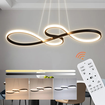 Circular Aluminum Ceiling Fixture Dimmable LED 30 in Ring Hanging Light for Dining Table Kitchen Island Modern Overhead Chandelier with Remo