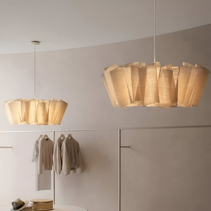 Pleated Fabric Shade Hanging Ceiling Lamp 16 in Warm Cream for Dining Room Kitchen Island Scandinavian Japanese Modern Minimalist Ambient Li