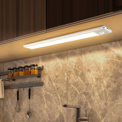 Motion-Sensing Magnetic LED Light Bar Under Cabinet Closet Lighting Rechargeable Stick-On Night Light Silver