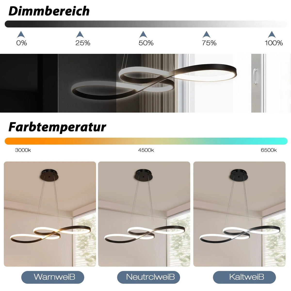 Circular Aluminum Ceiling Fixture Dimmable LED 30 in Ring Hanging Light for Dining Table Kitchen Island Modern Overhead Chandelier with Remo