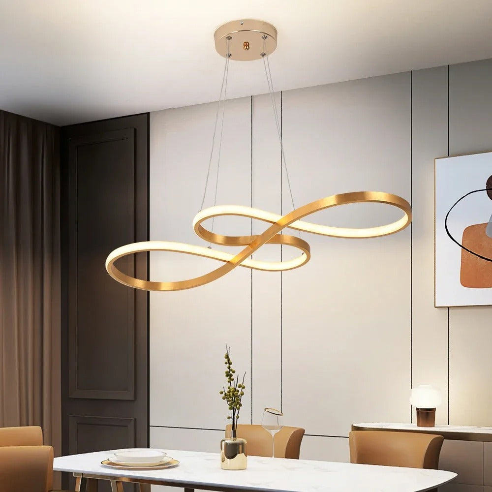 Circular Aluminum Ceiling Fixture Dimmable LED 30 in Ring Hanging Light for Dining Table Kitchen Island Modern Overhead Chandelier with Remo