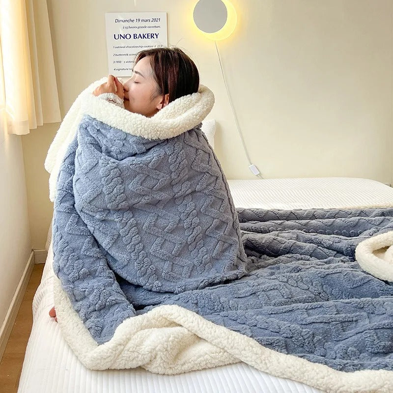 LuxyCozy | Couverture d'hiver épaisse en laine d'agneau et douceur polaire | Confort léger pour les jours de grand froid