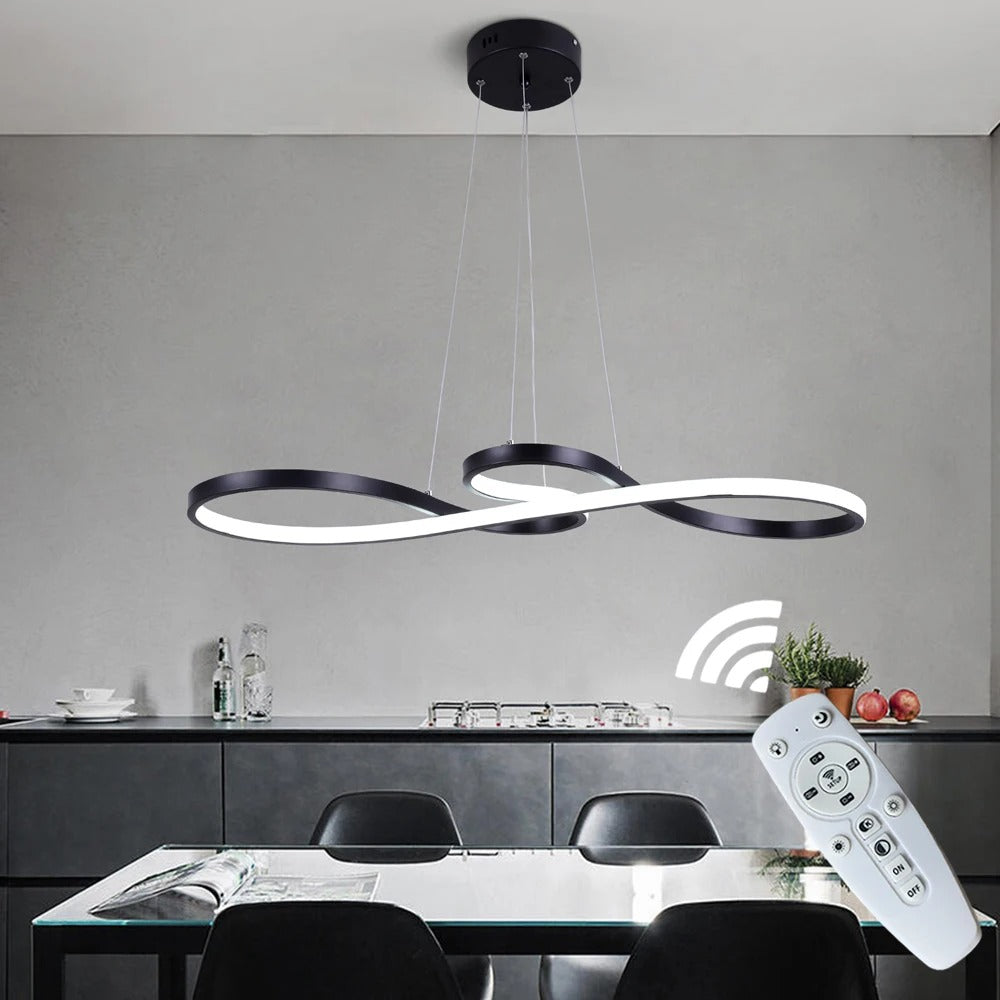 Circular Aluminum Ceiling Fixture Dimmable LED 30 in Ring Hanging Light for Dining Table Kitchen Island Modern Overhead Chandelier with Remo