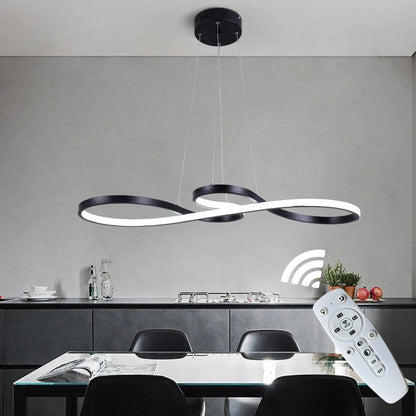 Circular Aluminum Ceiling Fixture Dimmable LED 30 in Ring Hanging Light for Dining Table Kitchen Island Modern Overhead Chandelier with Remo