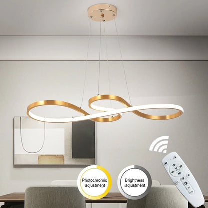 Circular Aluminum Ceiling Fixture Dimmable LED 30 in Ring Hanging Light for Dining Table Kitchen Island Modern Overhead Chandelier with Remo