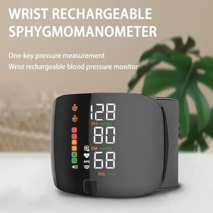 Tensiomètre de poignet rechargeable avec synthèse vocale et écran LCD pour le suivi de santé à domicile