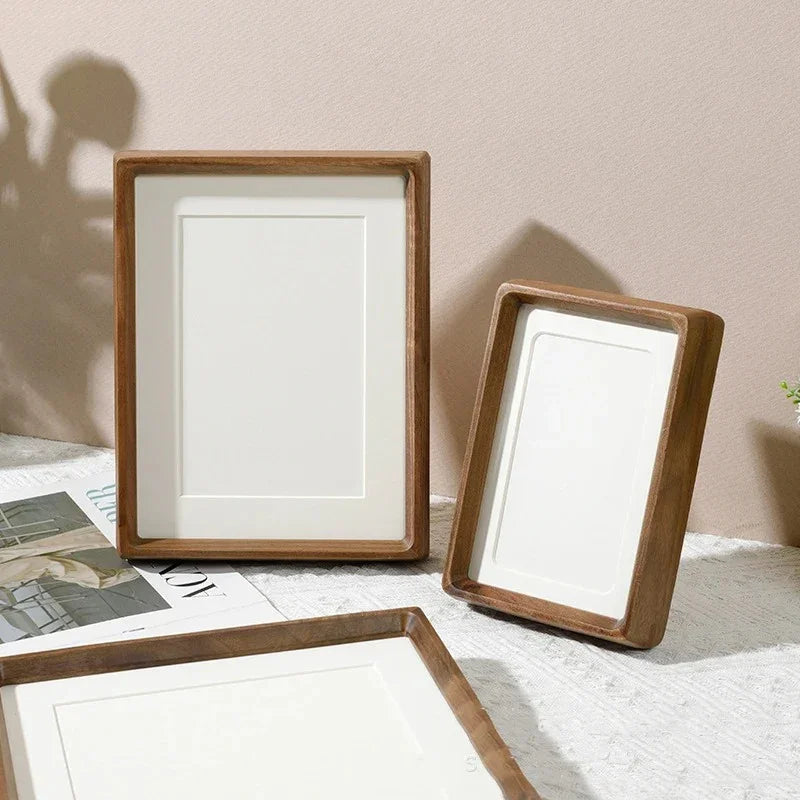 Wooden Picture Frame A4 8.3×11.7 Inch Natural Wood Desktop Display for Photos Certificates Artwork Living Room Office Shelf Decor Acrylic Fr