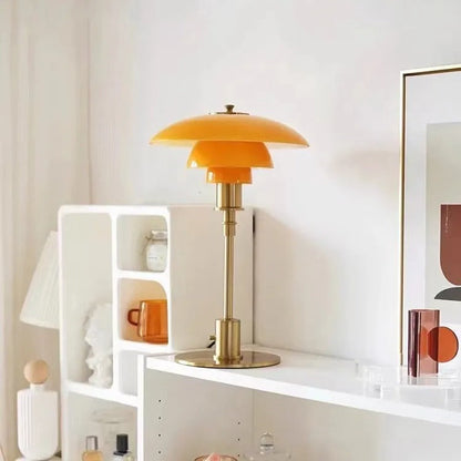 Frosted Glass Desk Lamp 18 in Tall Gold Metal Base E27 Socket Rotary Switch for Nightstand Study Office Reading