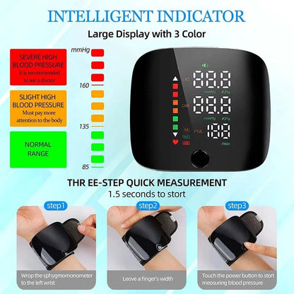 Tensiomètre de poignet rechargeable avec synthèse vocale et écran LCD pour le suivi de santé à domicile
