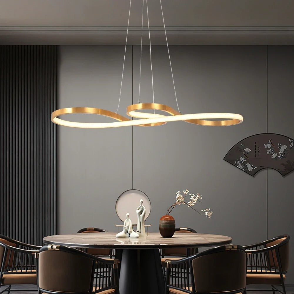 Adjustable Ring Ceiling Light with Remote Dimmable LED 37 in Gold for Dining Room Kitchen Island Modern Hanging Fixture 3-Color Temperature