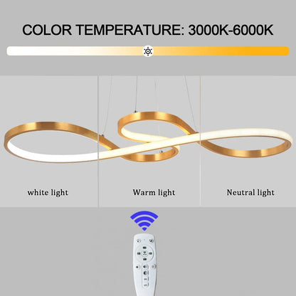 Adjustable Ring Ceiling Light with Remote Dimmable LED 37 in Gold for Dining Room Kitchen Island Modern Hanging Fixture 3-Color Temperature