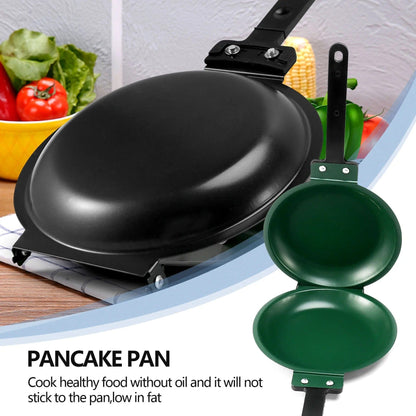 Flip-Top Dual-Sided Omelet Skillet 7.5 Inch Nonstick Breakfast Egg Cooker Stainless Steel Enclosed Flipper Pan for Quick Morning Meals Kitch