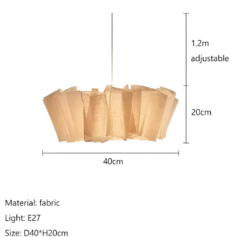 Pleated Fabric Shade Hanging Ceiling Lamp 16 in Warm Cream for Dining Room Kitchen Island Scandinavian Japanese Modern Minimalist Ambient Li