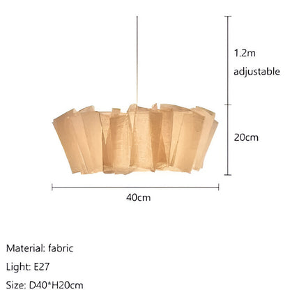 Pleated Fabric Shade Hanging Ceiling Lamp 16 in Warm Cream for Dining Room Kitchen Island Scandinavian Japanese Modern Minimalist Ambient Li