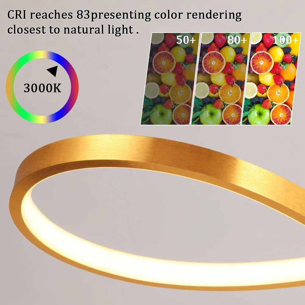 Circular Aluminum Ceiling Fixture Dimmable LED 30 in Ring Hanging Light for Dining Table Kitchen Island Modern Overhead Chandelier with Remo