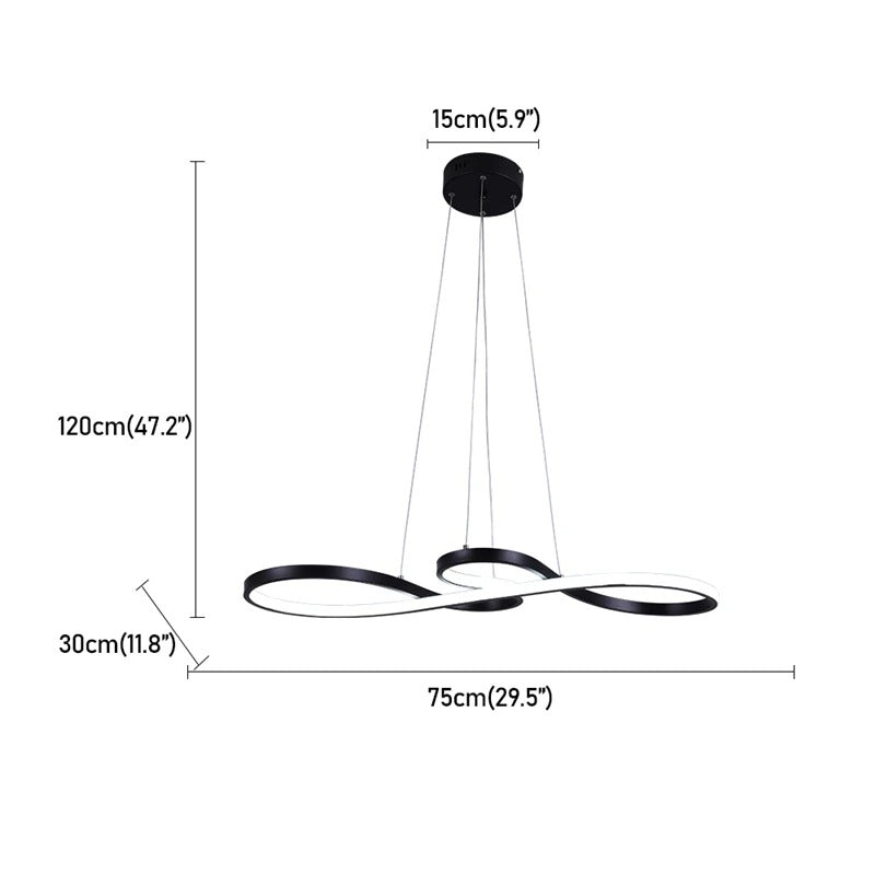 Modern Circle Hanging Fixture with Remote Dimming for Dining Room & Kitchen Island Adjustable Height 47 in Black White Gold Finish Contempor
