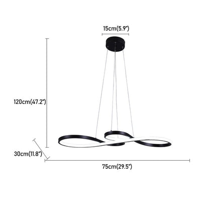 Modern Circle Hanging Fixture with Remote Dimming for Dining Room & Kitchen Island Adjustable Height 47 in Black White Gold Finish Contempor