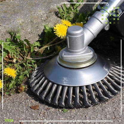 Steel Wire Brush Trimmer Head for Weed Removal – Universal Attachment for String Trimmers & Brush Cutters – Heavy-Duty 360° Design for