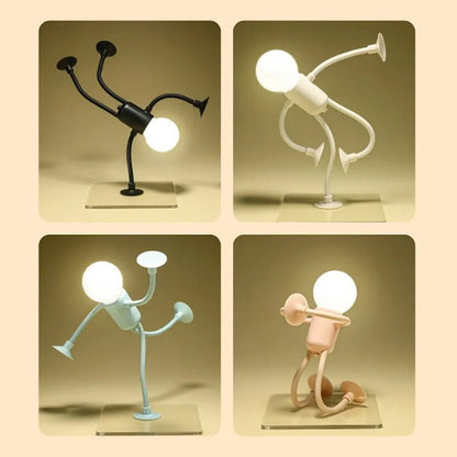 Bendable LED Figure Lamp with Suction Base for Kids Room, Desk, Wall Mount | Posable Battery Night Light