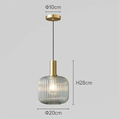 Hanging Ceiling Fixture with Fluted Glass Shade 12-Inch Gold Hardware for Counter Island Table Task Lighting Modern Single-Drop Cord Mount E