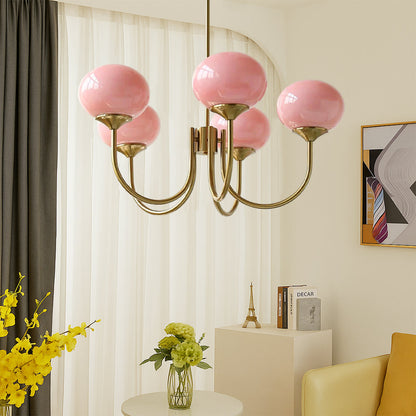Frosted Glass Cluster Chandelier with Metal Frame – Mid-Century Modern Ceiling Light Fixture for Dining Room & Living Room – Warm White
