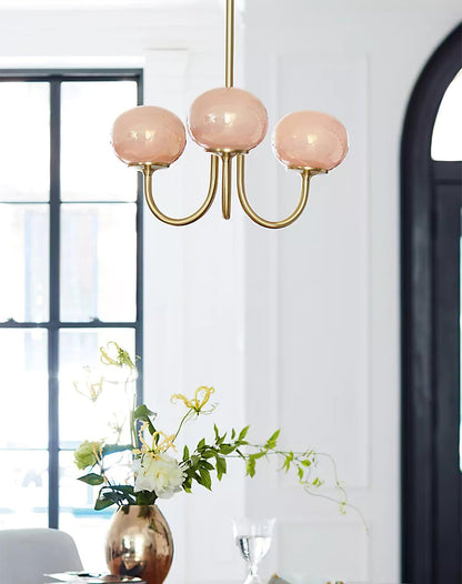 Handblown Glass Globe Chandelier with Gold or Chrome Finish – 3 or 5 Light Dining Room Pendant for Kitchen Island, Bedroom, Living Room