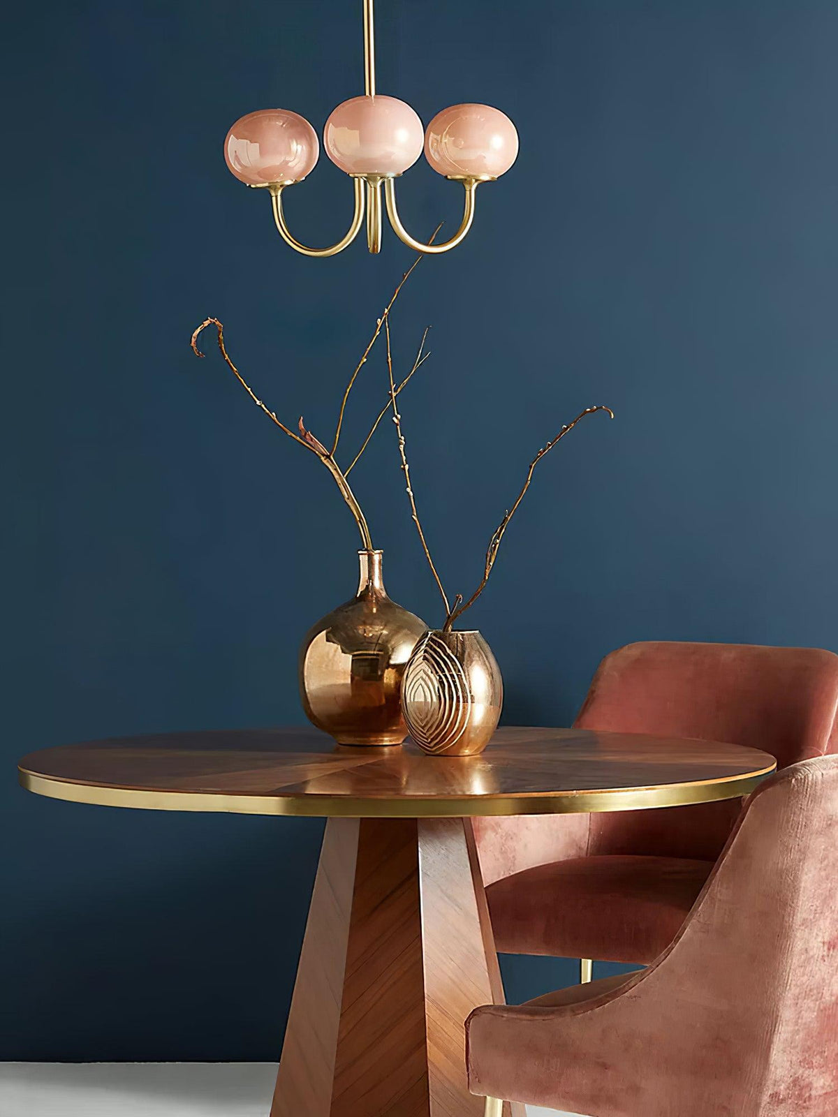 Handblown Glass Globe Chandelier with Gold or Chrome Finish – 3 or 5 Light Dining Room Pendant for Kitchen Island, Bedroom, Living Room