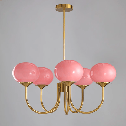 Handblown Glass Globe Chandelier with Gold or Chrome Finish – 3 or 5 Light Dining Room Pendant for Kitchen Island, Bedroom, Living Room