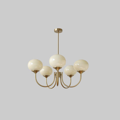 Handblown Glass Globe Chandelier with Gold or Chrome Finish – 3 or 5 Light Dining Room Pendant for Kitchen Island, Bedroom, Living Room