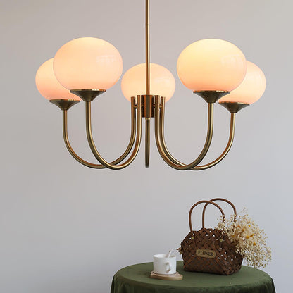 Handblown Glass Globe Chandelier with Gold or Chrome Finish – 3 or 5 Light Dining Room Pendant for Kitchen Island, Bedroom, Living Room