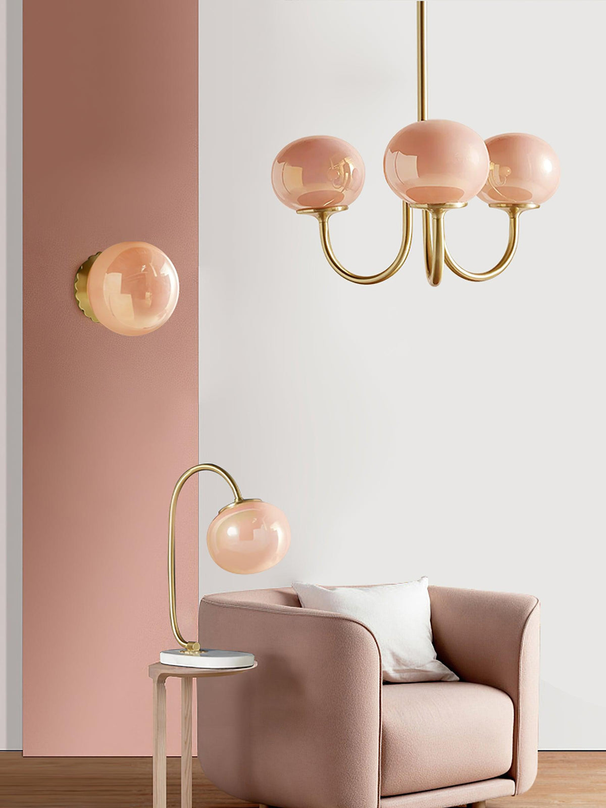 Handblown Glass Globe Chandelier with Gold or Chrome Finish – 3 or 5 Light Dining Room Pendant for Kitchen Island, Bedroom, Living Room