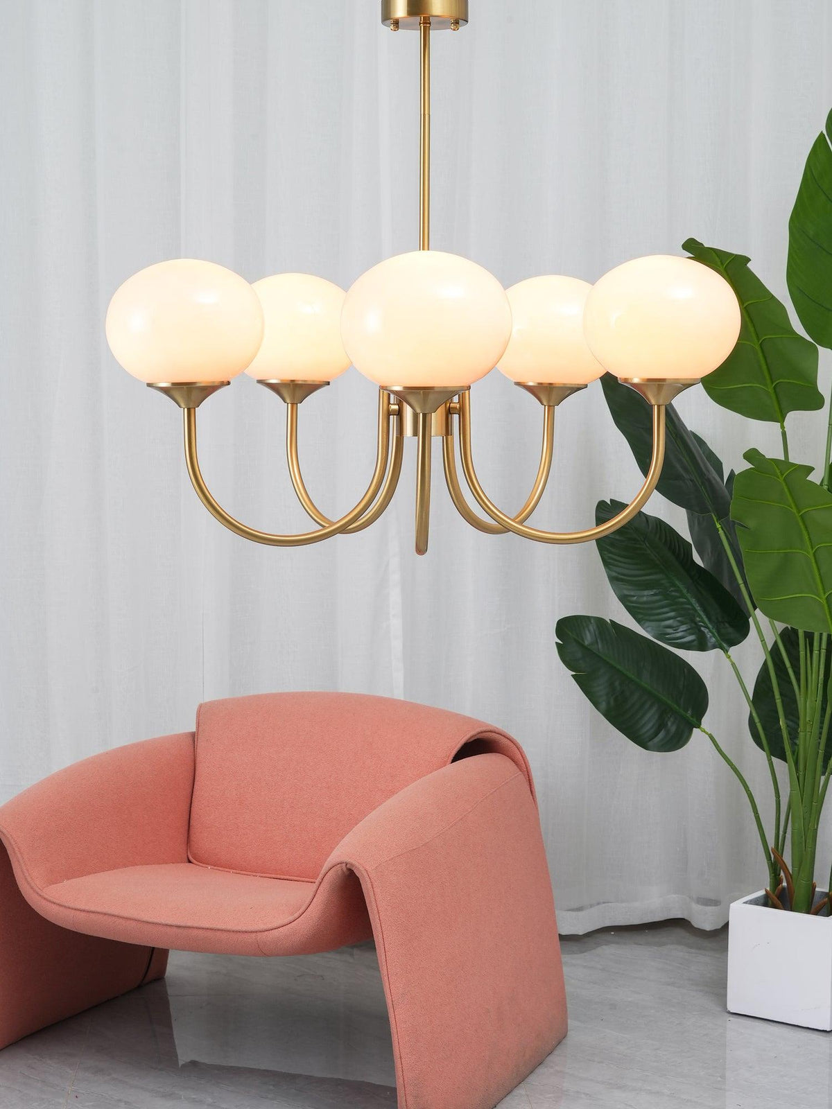 Handblown Glass Globe Chandelier with Gold or Chrome Finish – 3 or 5 Light Dining Room Pendant for Kitchen Island, Bedroom, Living Room