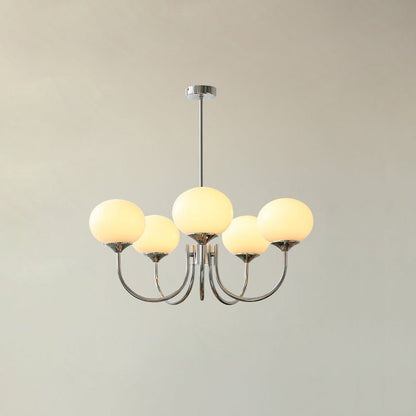 Handblown Glass Globe Chandelier with Gold or Chrome Finish – 3 or 5 Light Dining Room Pendant for Kitchen Island, Bedroom, Living Room
