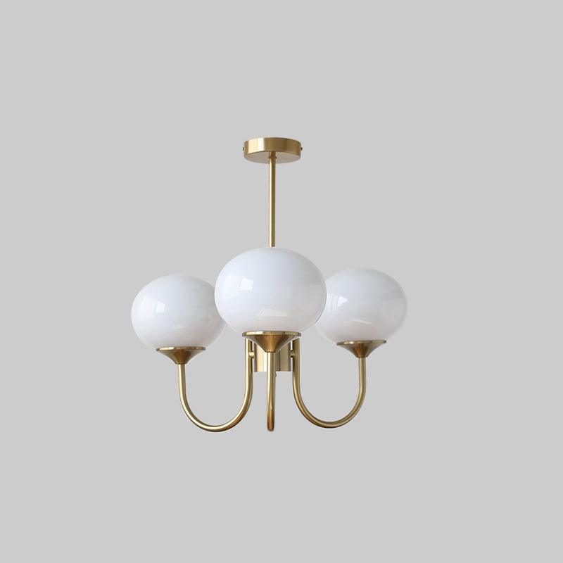 Handblown Glass Globe Chandelier with Gold or Chrome Finish – 3 or 5 Light Dining Room Pendant for Kitchen Island, Bedroom, Living Room